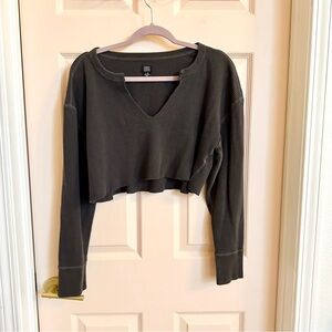 BDG Dark Olive V-Neck Crop Top